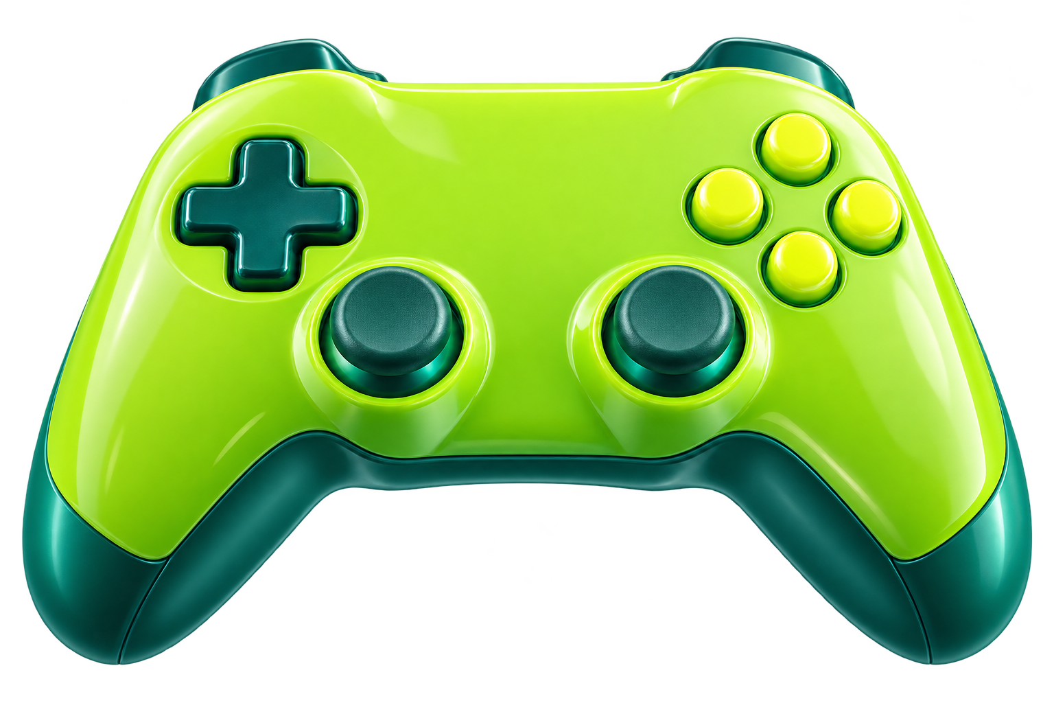 Controle de videogame verde em três dimensões