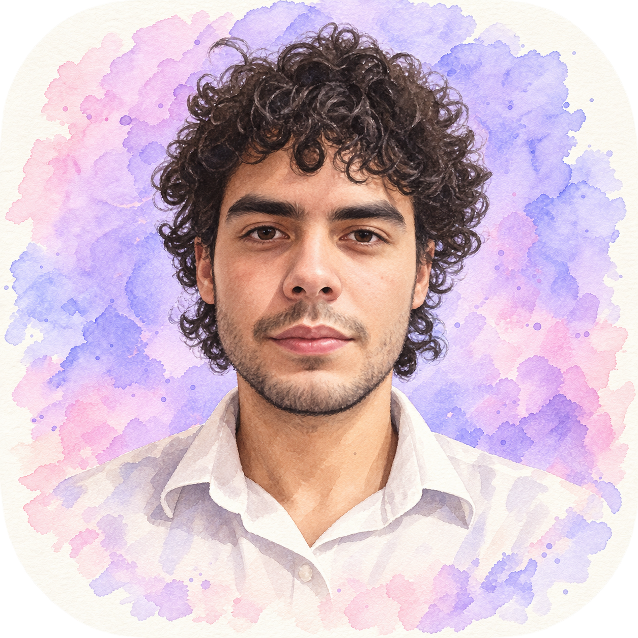Guilherme Nacimento em retrato aquarela